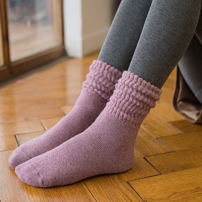 Wool Slouch Socks Solid Color Plain Thick Terry Socks Autumn Winter Stockings